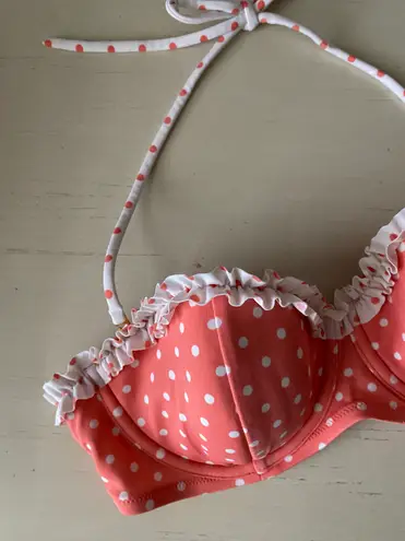 Victoria's Secret Y2k victoria’s secret pink and white polka dot retro style bikini top  