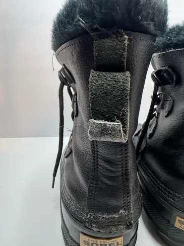 Sorel Womens Black Leather Winter Boots Size 8