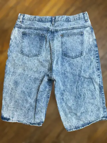 Vintage Dirty Dancing Juniors Sz 17/18 Acid Wash Denim High Rise Bermuda Shorts Blue