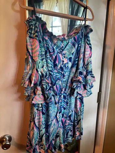 Lilly Pulitzer  Romper Blue Off-Shoulder L - Image 2