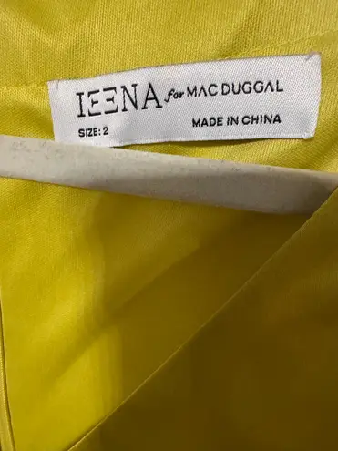 Mac Duggal 26625 Satin Ruched V Neck Faux Wrap Midi Dress NWT Size 2 MSRP $338