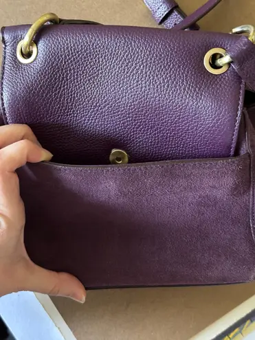 Donna Karan Baylee Suede Leather Flap Satchel