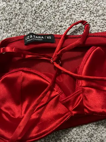 Liz & Sara Red Satin Corset Tank Top