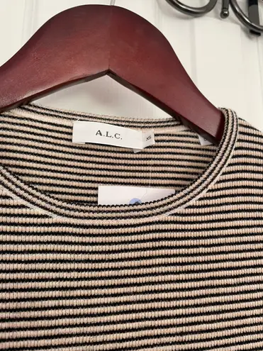 A.L.C. Shiloh Striped Crop Wool Blend Blouse