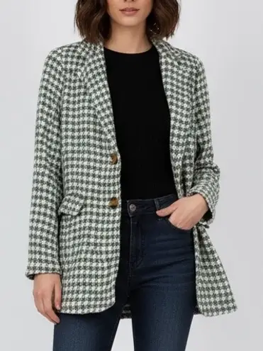 Sa Sa Houndstooth Blazer Jacket Green White Button Front Made in Italy Size undefined
