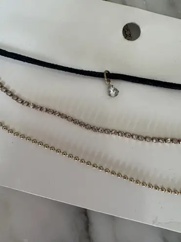 H&M NEW  Black and Gold Choker Necklace Trio - Image 1