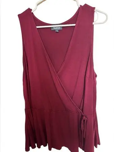 Modcloth  red maroon sleeveless faux wrap top shirt size 1x