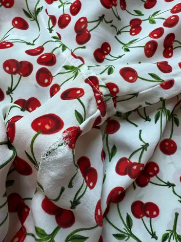 L'Agence L’Agence Nina Cherry Print Silk Button Front Shirt Blouse Size M Long Sleeves - Image 9