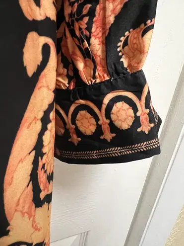 Serozimda Black & Gold Printed Cover Up Robe