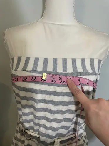 NWT Sandiva Heather Gray White Mini Dress Stripe Beach Coverup Pool Nautical New Size M