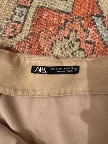 ZARA Midi Tan Silk Skirt