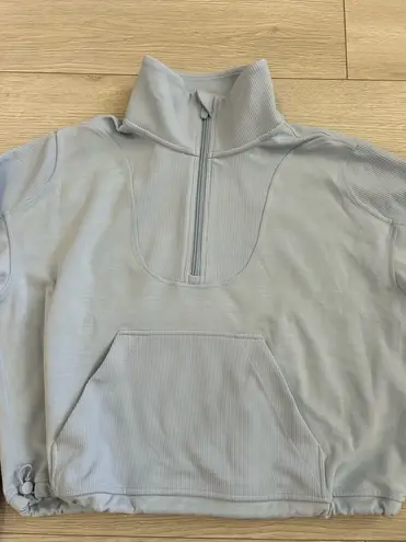 Lululemon  Brushed Softstreme Ribbed Half Zip Blue Linen - Image 6