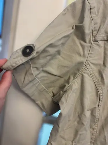 Mwah Jeans Women's 1X Beige Khaki Short Roll Sleeved Four Pocket Shacket Top