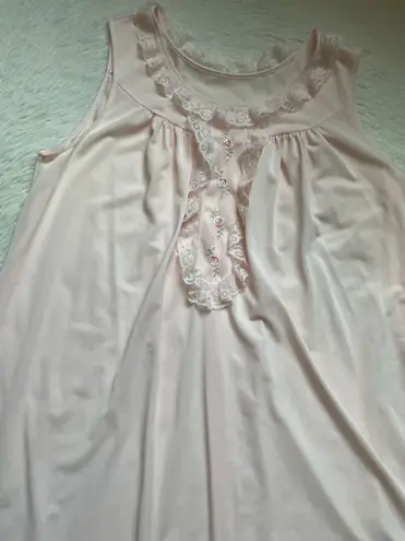 Vintage shadow line floral lace light pink dainty nightgown dress Size M