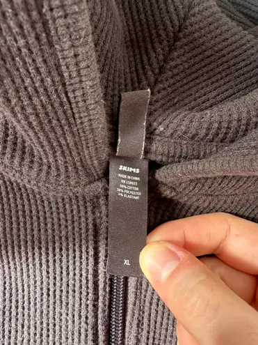 SKIMS Waffle Knit Cropped Zip Chocolate