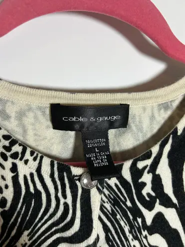 Cable & Gauge Vintage Medium cardigan sweater zebra cheetah print
