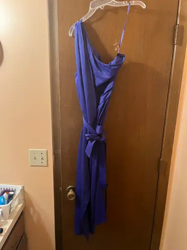 Reiss Flora Off-The-Shoulder Satin Midi Dress in Purple