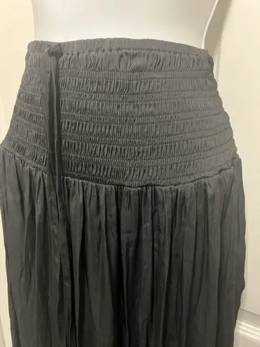 Hudson Gray Black Smocked Wide-Leg Pant
