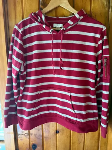 Christopher & Banks Striped Pullover Hoodie with Sleeve Zipper Pocket XL