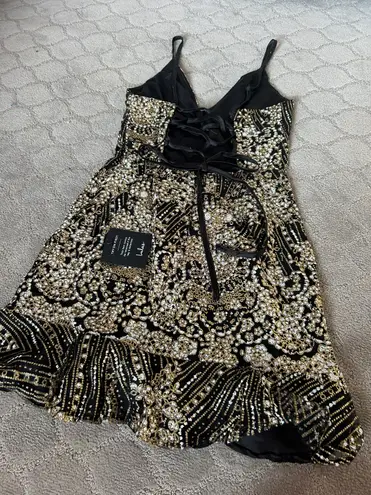 Lulus Black And Gold  Mini Dress