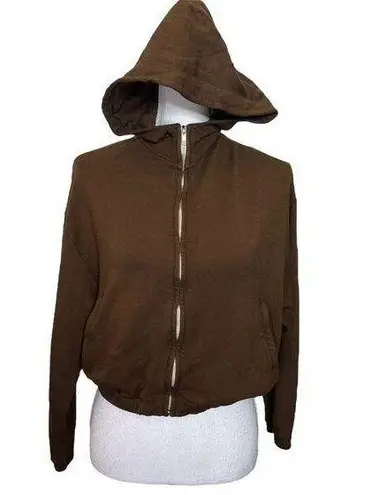 Monrow Full Zip Up Hoodie Sweatshirt Chocolate Brown Women’s Size Small