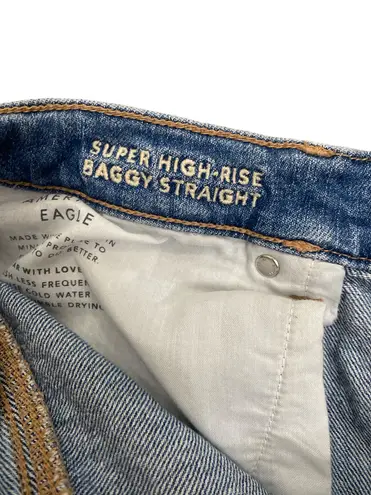 American Eagle Light Wash Super High Rise Baggy Straight Jeans