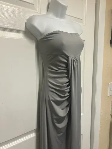 UNBRANDED Gray Strapless Slit Skirt Dress With Cropped Hem Size L