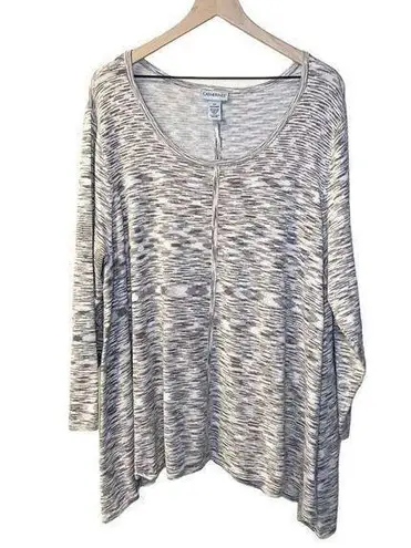Women’s Catherines beige gray space dye shark bite hem top Size 2X