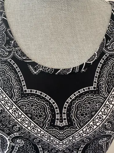 Ny&co NY& Stretch Medium Pull over black white paisley monochromatic maxi dress with cut-out shoulder sleeve