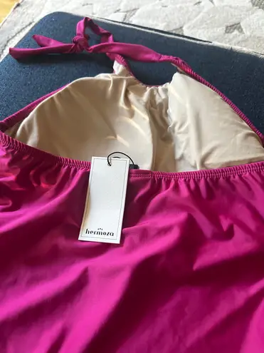 Hermoza Genevieve High Halter Neck Sash Tie One-Piece Swimsuit