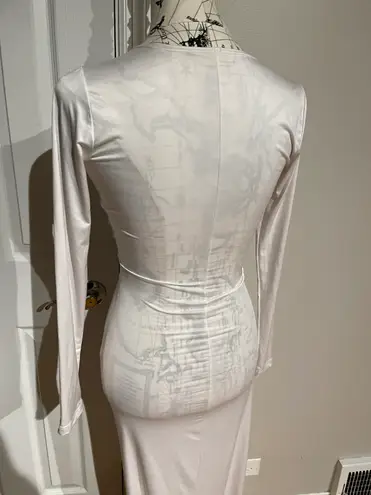 Vintage y2k Draped V deep plunge long sleeve Duster Oversized Top