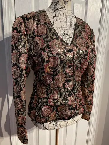 Vintage Scott McClintock Brocade Jacquard Floral Paisley Tapestry Jacket Women's Size 12 Multicolor Multi