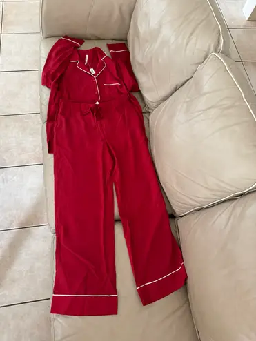 Soma WOVEN Long-Sleeve Notch Collar Top and Pants Set. MSRP $138