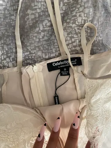 She's So Irresistible NEW Sexy Satin Cream Intimate Wear See Through Lingerie Dress Sz L Tan Size L