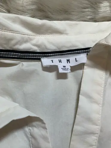 THML Womens Collared Short Sleeve Cream Dress Medium