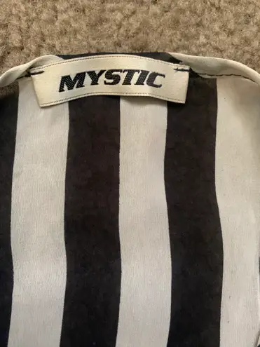 Mystic Black & White Striped Pocketed Sheer Sleeveless Pencil Skirt Mini Dress