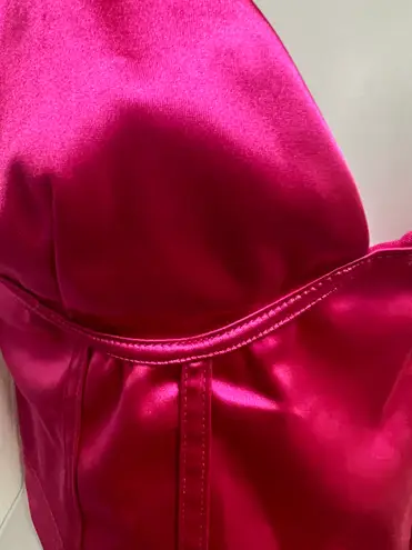 UNBRANDED Hot Pink Satin Corset Crop Top