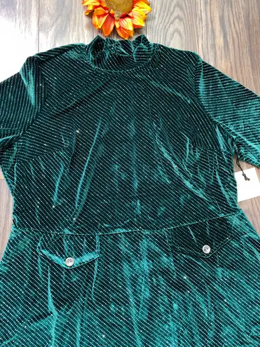 Unique Vintage SMAK PARLOUR Green Sparkly Velvet Mock Neck Dress NWT | 4XL |