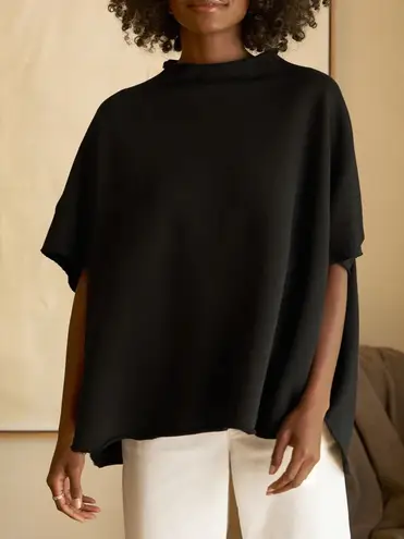 Frank & Eileen Audrey Funnel Neck Capelet Triple Fleece One Size OS Black