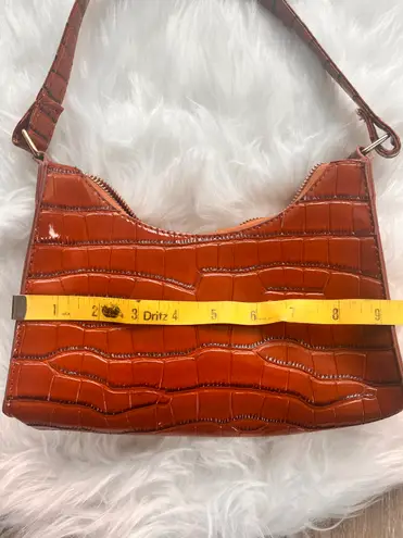 SheIn Burnt Orange Faux Crocodile Small Shoulder Handbag Purse 