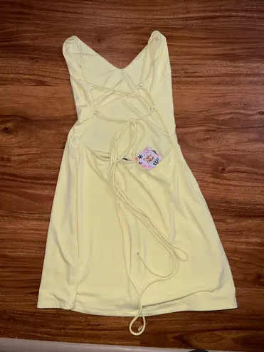 The Copper Closet NWT Yellow Boutique Tie Back Mini Dress - Image 6