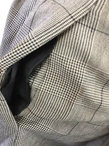 Vintage 80s Glen Plaid Check Black Cream Straight Midi Skirt Classic 16 L Size L