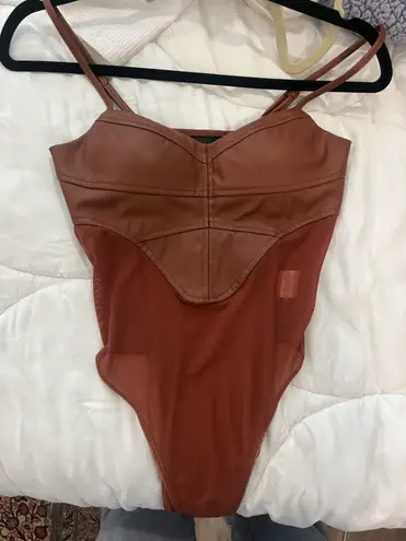 Edikted Mesh Leather Strap Body Suit 