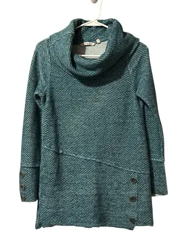 Soft Surroundings Langley Cowl Neck Pullover Tunic Light Teal Size XS Classic - Image 1
