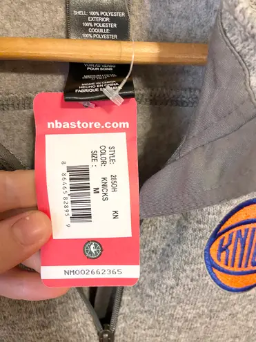 Nba NWT knicks gray heathered zip up jacket basketball