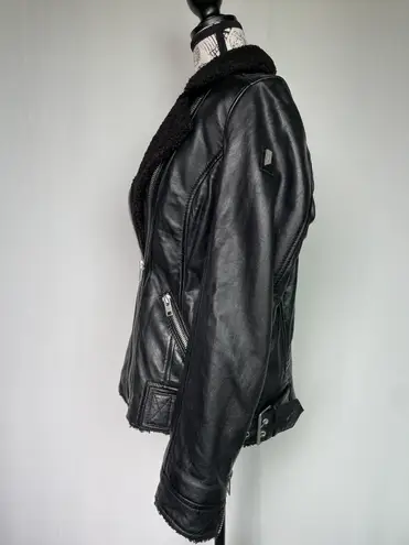 Mauritius Gila lamb leather faux sherpa lined motorcycle jacket size US 6 small