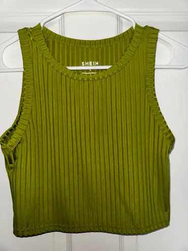 SheIn Green Ribbed Cropped Tank