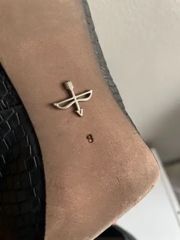 Pour La Victoire Black Leather Python Women's Steletto Peep Toe Shoes