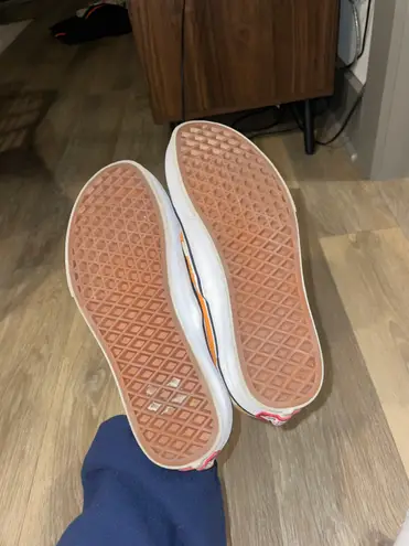 Vans Orange and White Checkered Slip On