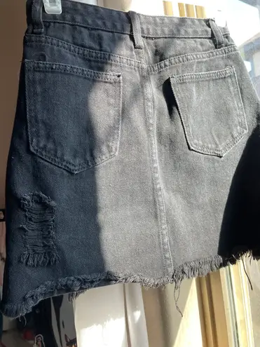 Distressed Black denim mini skirt Size XS